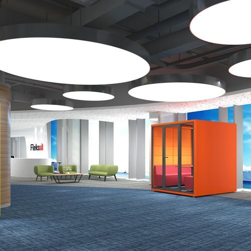 声学办公桌POD - FDW 10 2160 - Flekssit Office Furniture - 玻璃门 / 内置插座 / 铝制