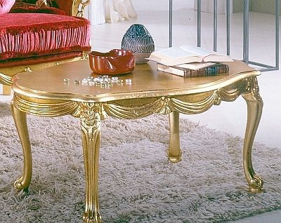 传统风格茶几 - Casanova - DI MARCO INTERIOR SOFA - 金箔木板 / 带金箔木底座 / 椭圆
