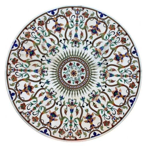 大理石桌台面 - WHITE INLAID  - INDIA STONE EXPORT