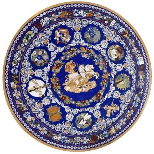 现代风格桌 - BLUE LAPIZ LAZULI - INDIA STONE EXPORT - 矿石 / 金属桌脚 / 圆形