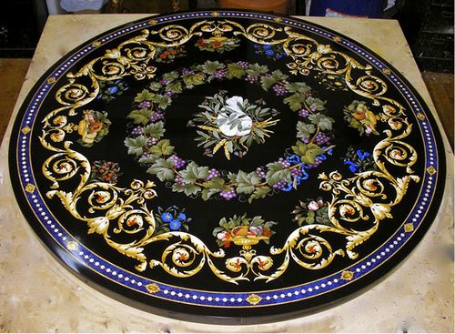 现代风格桌 - Black inlay - INDIA STONE EXPORT - 大理石 / 金属桌脚 / 圆形