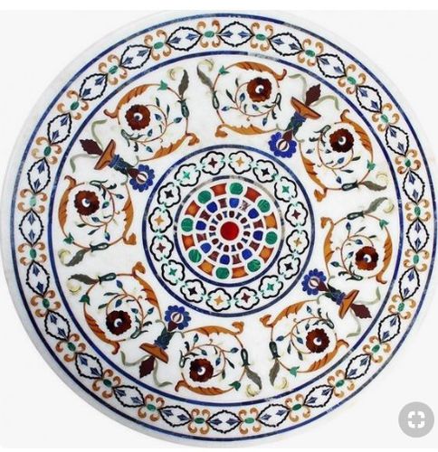大理石桌台面 - WHITE INLAY  - INDIA STONE EXPORT