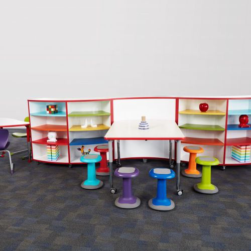 可调节书架 - STAX SERIES : DOUBLE MOBILE - Academia furnitures industries - 屏风 / 带轮 / 现代风格