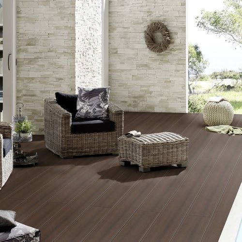 木塑复合材料露台地板条 - BROWN OUTDOOR - Décoplus Parquets - 仿木 / 凹凸 / 对夹式