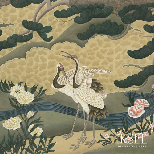 现代风格墙纸 - SC106 Japanese Cranes Original - Iksel Decorative Arts - 自然图案 / 印花 / 全景式