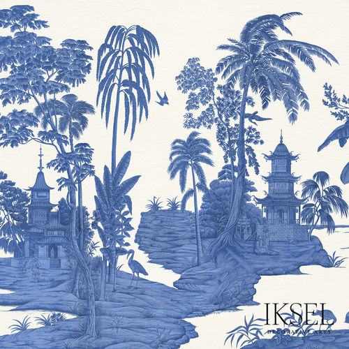 中国风墙纸 - SC134 Exotic Chinoiserie Blue & White - Iksel Decorative Arts - 现代风格 / 乙烯基 / 自然图案