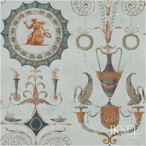 现代风格墙纸 - RW410 Directoire Medallions - Iksel Decorative Arts - 玻璃纤维 / 乙烯基 / PVC