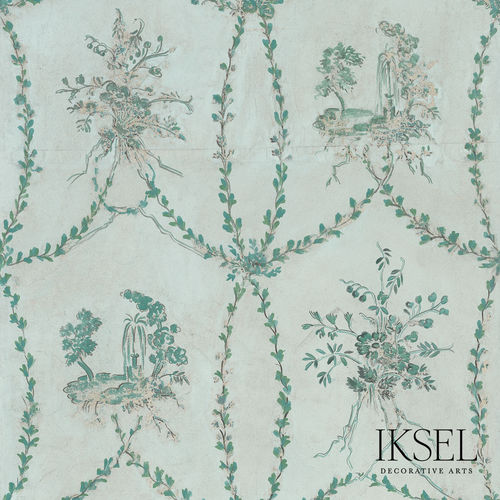 现代风格墙纸 - RW412 Dominos Louis XVI - Iksel Decorative Arts - 玻璃纤维 / 乙烯基 / 花朵图案