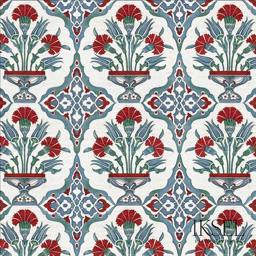 传统风格墙纸 - RW108 IZNIK CARNATION BOUQUET - Iksel Decorative Arts - 玻璃纤维 / 乙烯基 / 几何图案