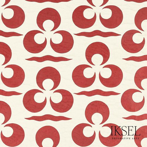 现代风格墙纸 - IZNIK CHINTAMANI AND CRESCENT CR43 ALMOND RED RW111 - Iksel Decorative Arts - 玻璃纤维 / 乙烯基 / 波纹