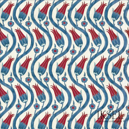 现代风格墙纸 - IZNIK LALE RW109 - Iksel Decorative Arts - 玻璃纤维 / 乙烯基 / 几何图案