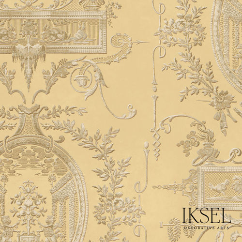 现代风格墙纸 - RW407 Louis XVI Medallions - Iksel Decorative Arts - 玻璃纤维 / 乙烯基 / 花卉图案