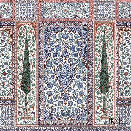 现代风格墙纸 - AR101 Iznik cs01 Original - Iksel Decorative Arts - 玻璃纤维 / 乙烯基 / 自然图案