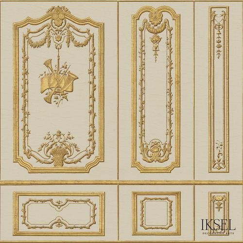 现代风格墙纸 - AR408 Regence Boiserie - Iksel Decorative Arts - 乙烯基 / 玻璃纤维 / 花卉图案