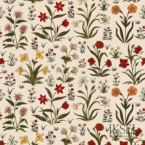 现代风格墙纸 - RW315 Mogul Flowers - Iksel Decorative Arts - 玻璃纤维 / 乙烯基 / 自然图案