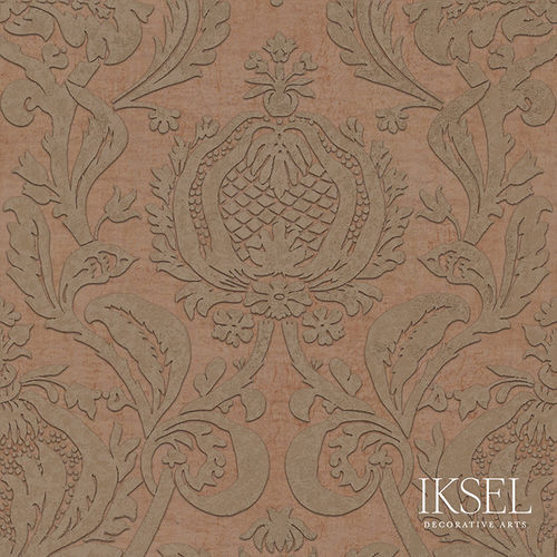 现代风格墙纸 - RW402 Pomegranate Damask - Iksel Decorative Arts - 玻璃纤维 / 乙烯基 / 自然图案