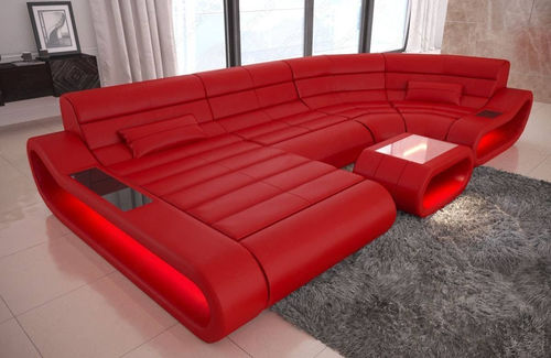 组合沙发 - Concept U - Sofa dreams - 现代风格 / 皮质 / 带脚凳