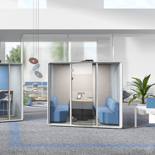 声学办公桌POD - N-Space - Zhejiang Sunon Furniture Manufacture Co., Ltd. - 玻璃门 / 模块化 / 带LED照明设备
