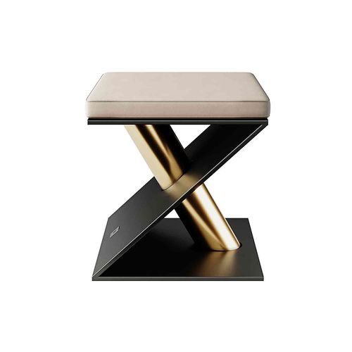 现代风格凳子 - X STOOL - Hommés Studio - 丝绒 / 涂漆钢桌脚 / 铁桌脚