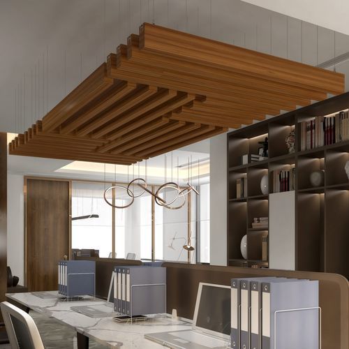 木质声障板 - LINEAR BEAM - The Acoustics Company SAS - 聚酯纤维 / 天花板 / 长方形