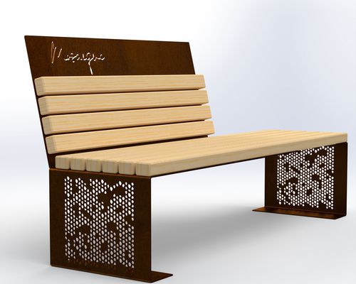 现代风格公共长椅 - Mosaïque - URBAN TENDANCES - 异国木材 / 钢 / 带椅背