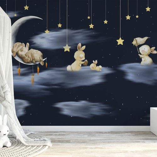 现代风格墙纸 - nuit étoilé lune - MuralConcept - 无纺布 / 全景式 / 彩色