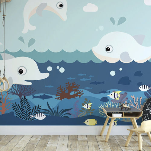 现代风格墙纸 - océan dauphin mer - MuralConcept - 无纺布 / 全景式 / 儿童图案