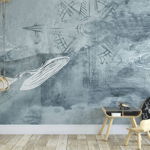 现代风格墙纸 - baleine en mer - MuralConcept - 无纺布 / 全景式 / 印花