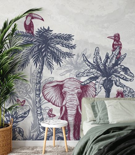 现代风格墙纸 - tropical exotisme marbré - MuralConcept - 无纺布 / 自然图案 / 全景式