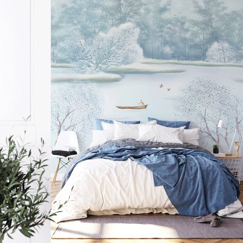 现代风格墙纸 - aquarelle hiver mystique - MuralConcept - 无纺布 / 全景式 / 蓝色