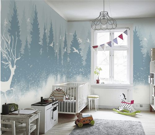北欧风墙纸 - Cerf forest in the mist - MuralConcept - 无纺布 / 全景式 / 动物图案