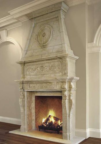 传统外观壁炉饰架 - BORDEAUX – OVERMANTEL - Tartaruga Design Inc - 石材 / 白色