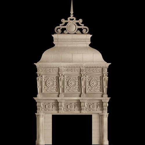 传统风格壁炉饰架 - DEVON – OVERMANTEL - Tartaruga Design Inc - 石材 / 白色