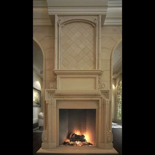 传统风格壁炉墙 - ENGLISH REGENCY – BROKEN PEDIMENT - Tartaruga Design Inc - 石材 / 白色