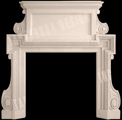 传统风格壁炉墙 - ENGLISH REGENCY – SECONDARY PEDIMENT - Tartaruga Design Inc - 石材 / 白色