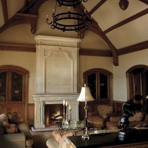 传统风格壁炉饰架 - FRENCH GOTHIC – OVERMANTEL - Tartaruga Design Inc - 石材 / 白色