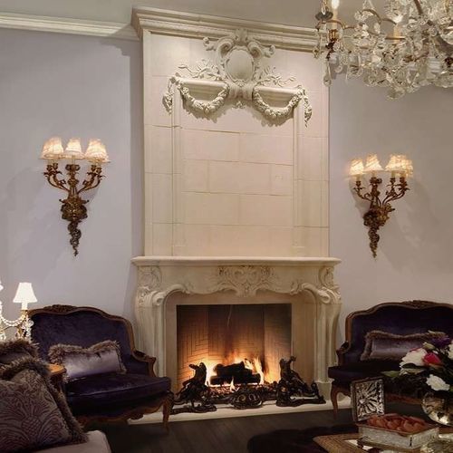 路易十五风格壁炉饰架 - GRAND ROCOCO – OVERMANTEL - Tartaruga Design Inc - 石材 / 白色