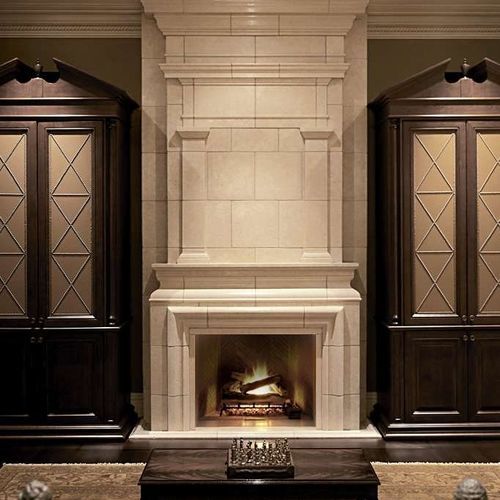 传统风格壁炉饰架 - MEREWORTH – OVERMANTEL - Tartaruga Design Inc - 石材 / 白色
