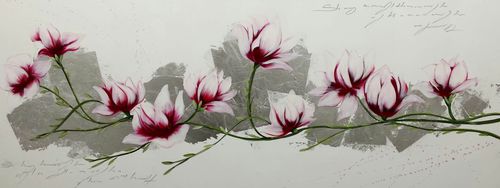 装饰丙烯画 - MAGNOLIA 1 - OHORIGINAL BUSINESS SL - 混合型 / 手工上漆 / 花卉图案