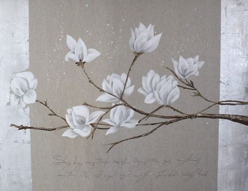 装饰丙烯画 - ALMENDRO SACO 1 - OHORIGINAL BUSINESS SL - 混合型 / 手工上漆 / 花卉图案