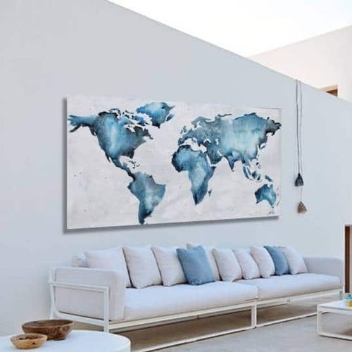装饰丙烯画 - MAPA MUNDI AZUL - OHORIGINAL BUSINESS SL - 混合型 / 手工上漆 / 地图