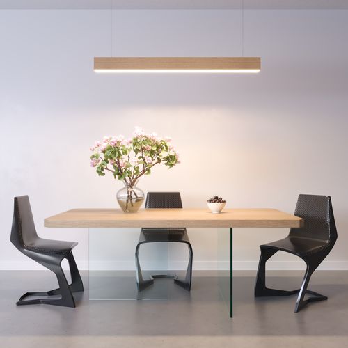 现代风格桌 - AIR - PORTE ITALIANE - 栎木 / 层压材料 / 钢化玻璃桌脚
