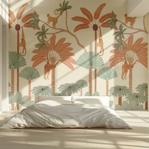 亲近自然设计墙纸 - PALMIERS TROPICAUX - Kam et Leon - 无纺布 / 乙烯基 / 动物图案