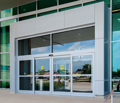 铝制推拉门系统 - SL500 EcoDoor - ASSA ABLOY Entrance Systems - 玻璃门 / 隐藏式滑道 / 商用