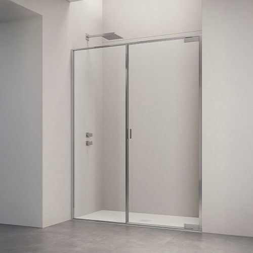平开淋浴间隔断 - PORTA BATTENTE PIVOT SU FISSO IN LINEA B1740 - SAMO - 长方形 / 壁龛式 / 淬火玻璃