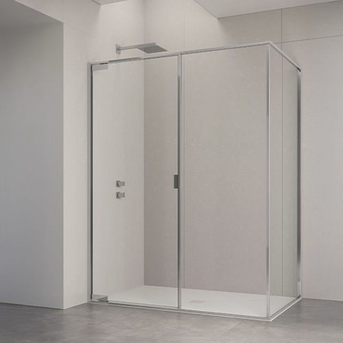 平开淋浴间隔断 - PORTA BATTENTE PIVOT SU FISSO IN LINEA B1750 - SAMO - 长方形 / 转角 / 淬火玻璃