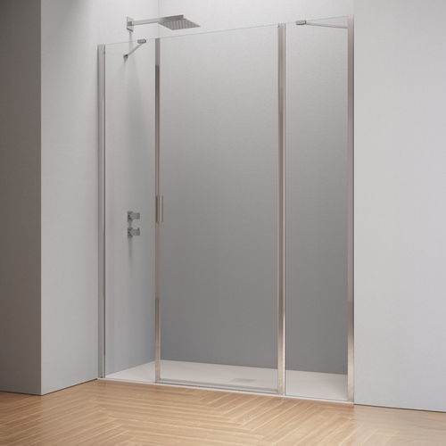 平开淋浴间隔断 - HINGED DOOR WITH TWO INLINE FIXED PANEL B2850 - SAMO - 长方形 / 壁龛式 / 淬火玻璃