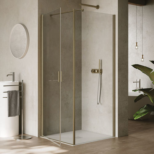 平开淋浴间隔断 - HINGED DOOR + FIXED WALL B2941 - SAMO - 转角 / 淬火玻璃 / 定制
