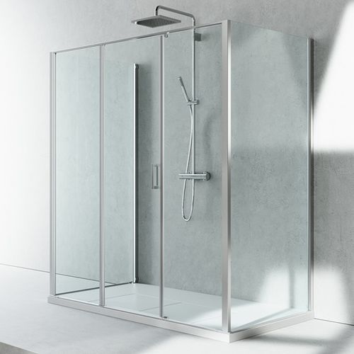 玻璃淋浴房 - LINEA : LG+LM+LG - VISMARAVETRO - 带有旋转门 / 长方形 / 家用
