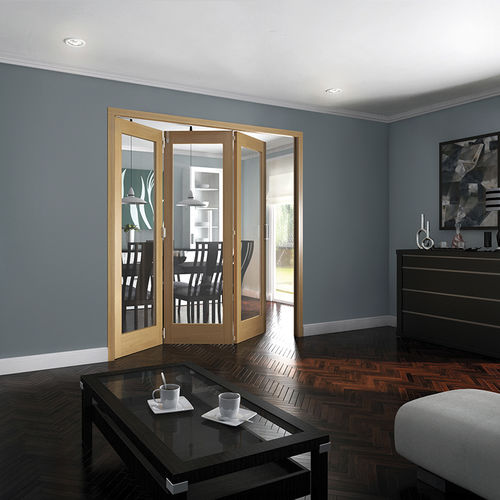 室内门 - ROOM FOLD : SHAKER 1 LIGHT CLEAR - JELD-WEN - 白栎木 / 折叠推拉式 / 折叠